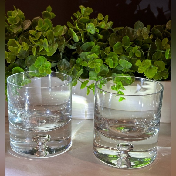 Crate&Barrel Dining Crate Barrel Krosno Poland Double Old Fashioned Air Bubble Bar Whiskey